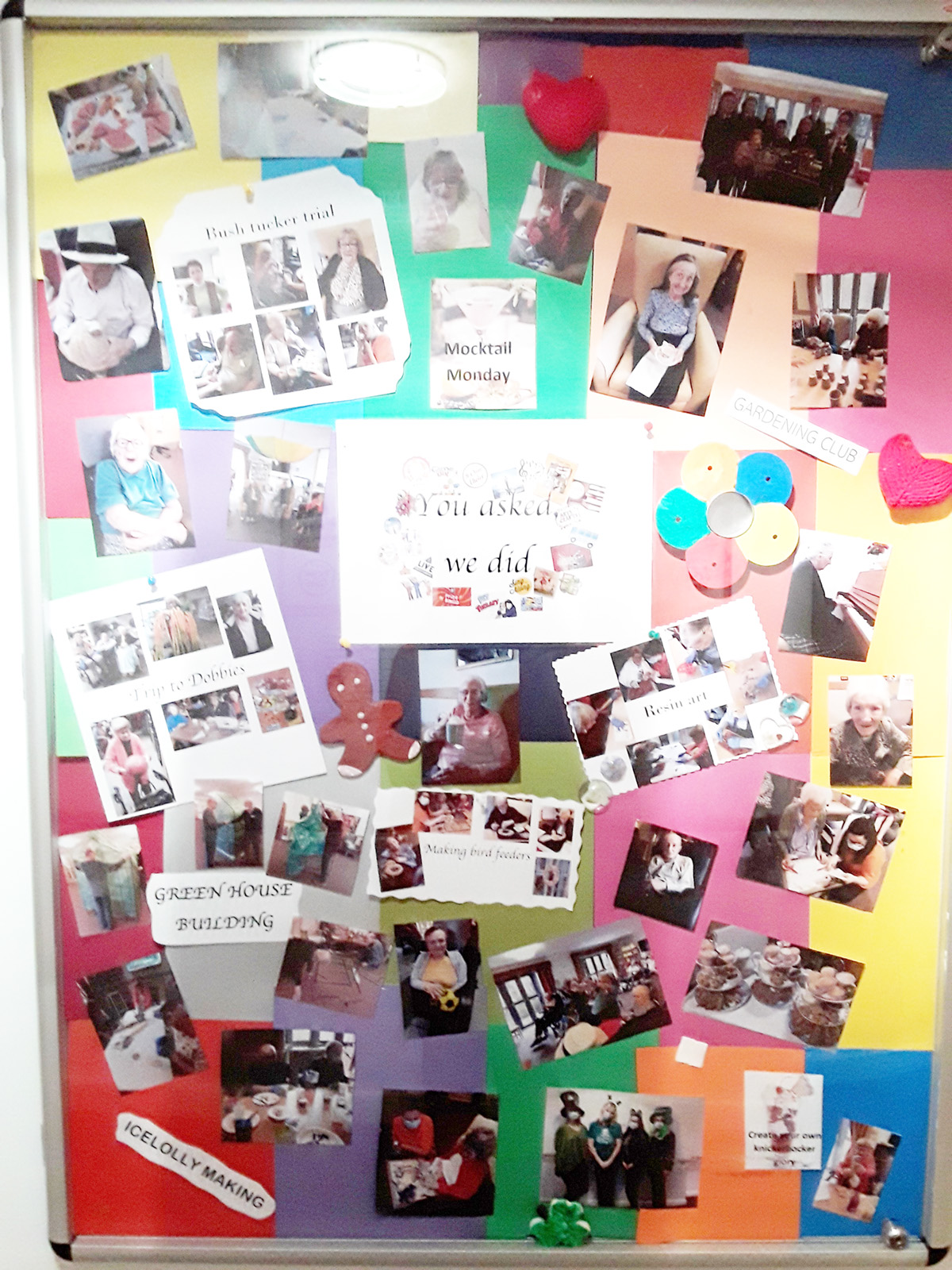 Picture board at Hengist Field Care Home
