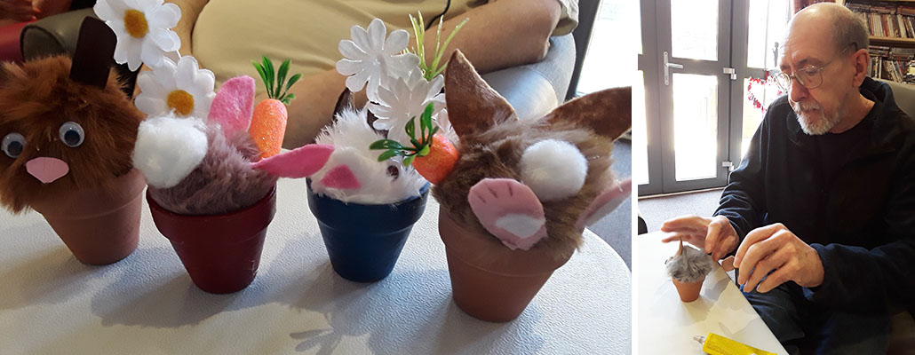 Making Easter bunnies at Hengist Field Care Home