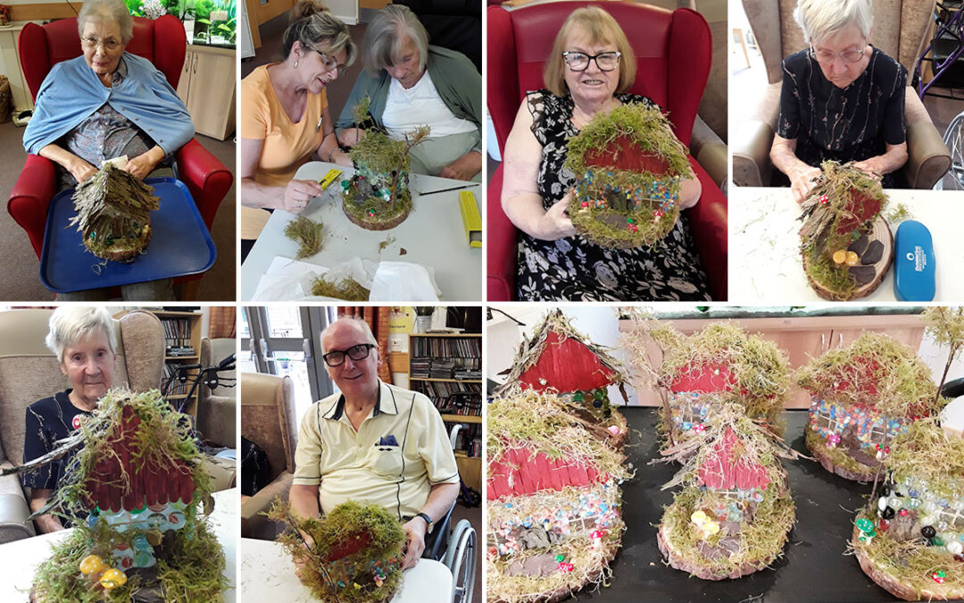 Hengist Field Care Home residents finish their beautiful bird houses