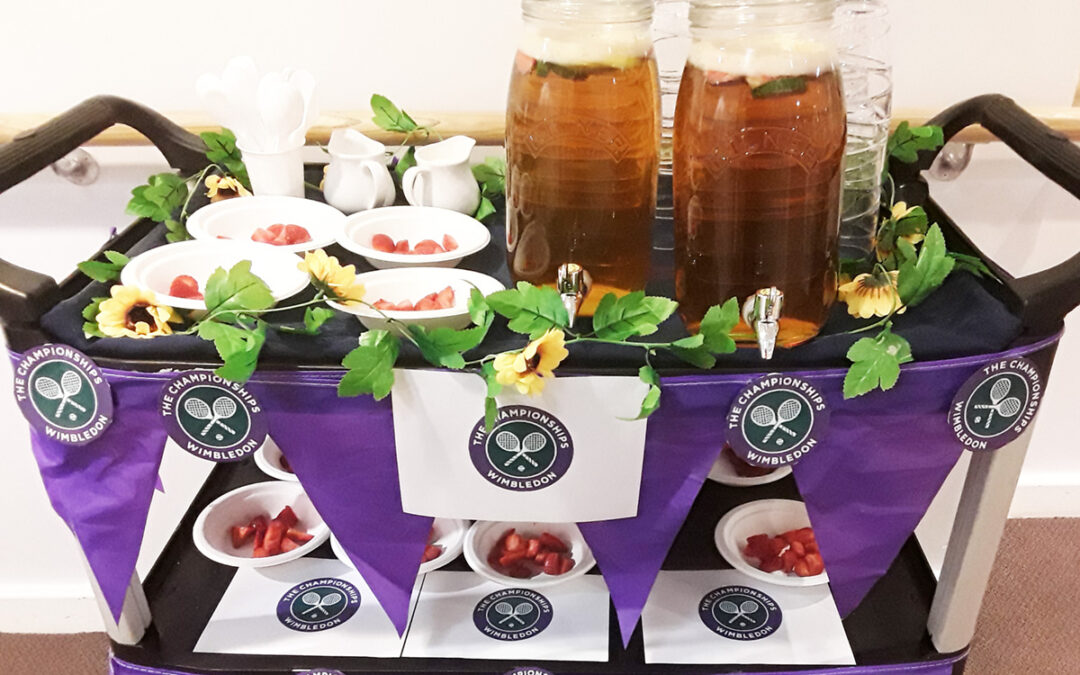 Pimms and strawberries for Wimbledon at Hengist Field Care Home