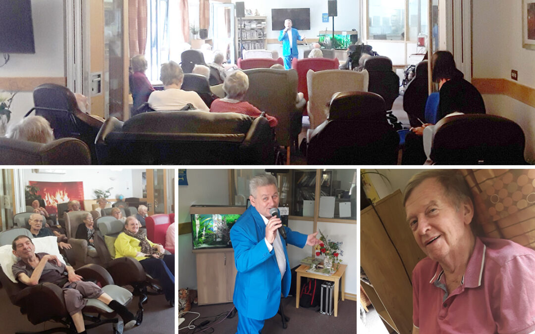 Peter Kneebone sings for residents at Hengist Field Care Home