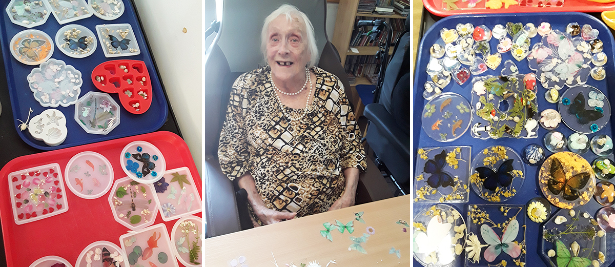 Resin art fun at Hengist Field Care Home 