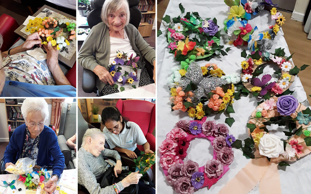 Making summer wreaths at Hengist Field Care Home