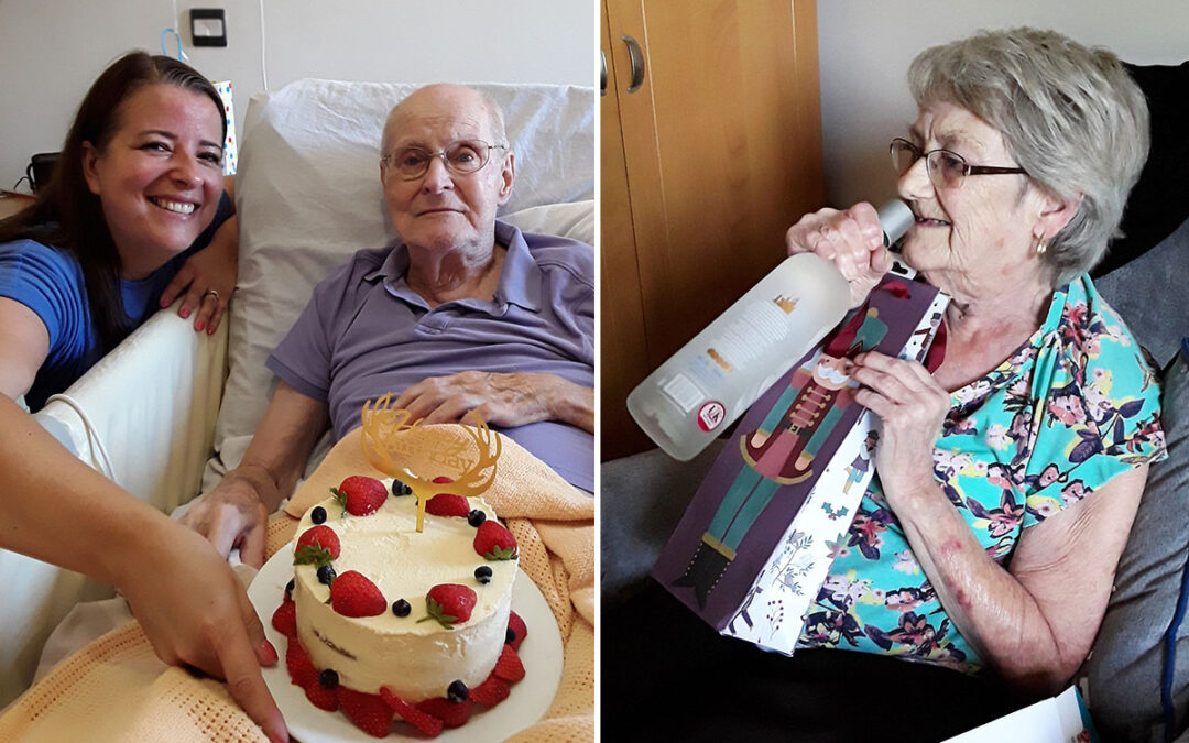 Birthday celebrations for Victor and Linda at Hengist Field Care Home