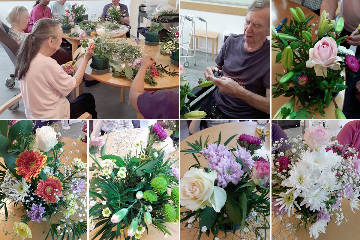 Flower arranging session at Hengist Field Care Home 