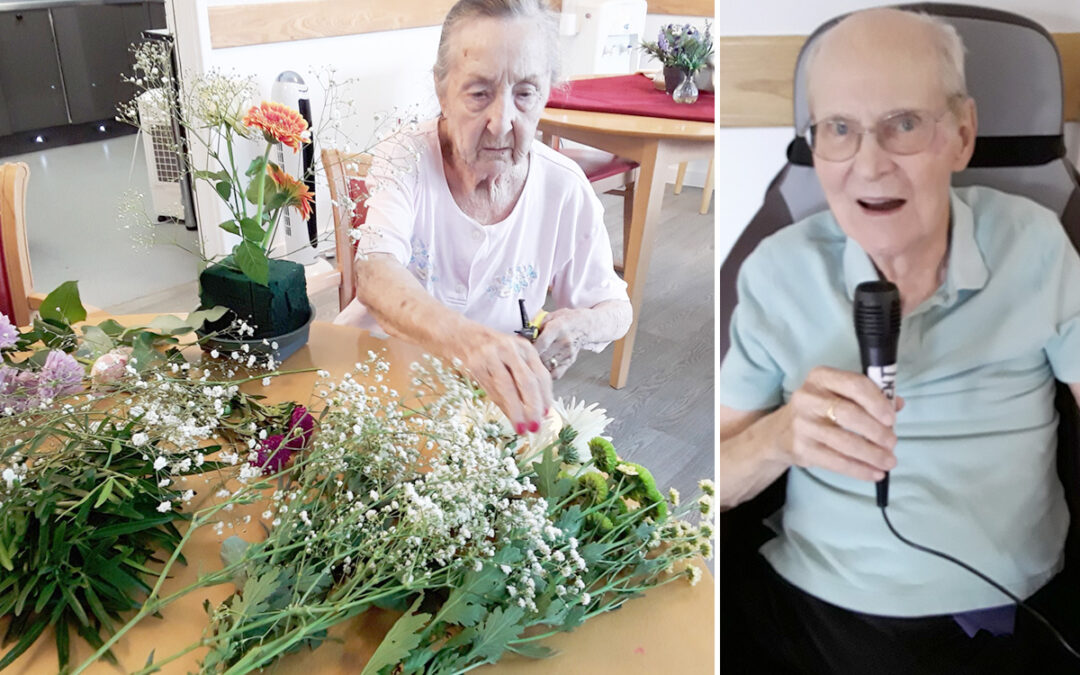 Flower arranging and singalong at Hengist Field Care Home