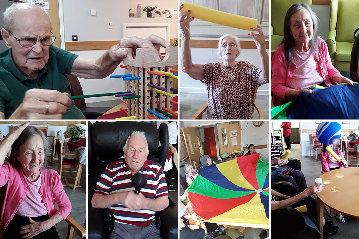 Hengist Field Care Home residents enjoying games and exercises