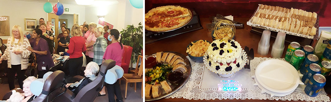 Birthday spread for Jackie at Hengist Field Care Home
