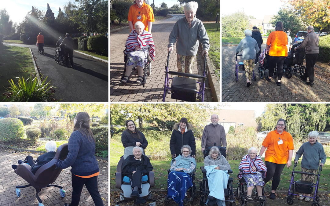 Hengist Field Care Home residents take a morning stroll
