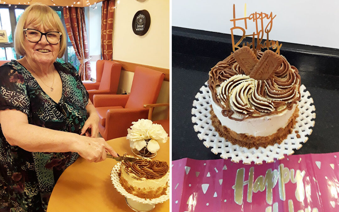 Birthday cake delight for Betty at Hengist Field Care Home