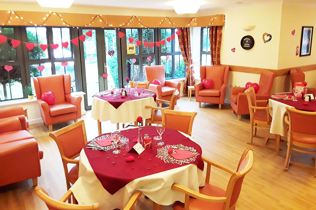 Hengist Field Care Home decorated for Valentine's Day