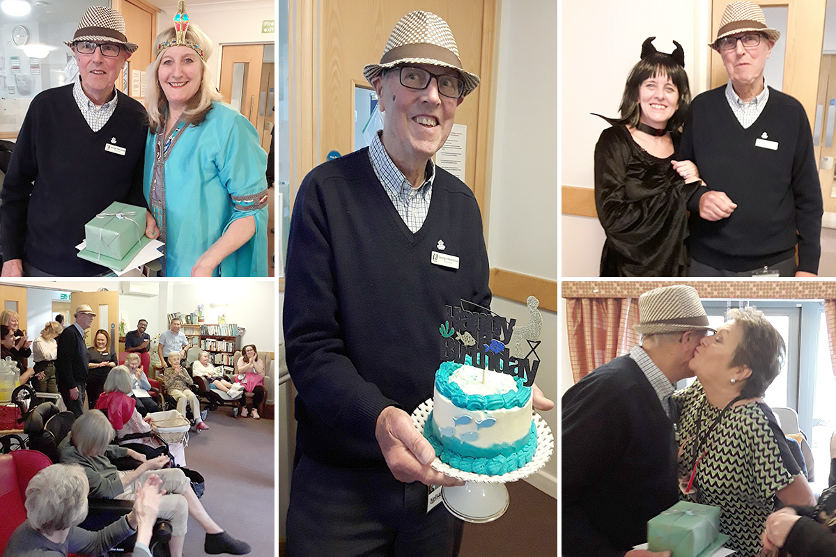 Birthday cake and celebrations for George at Hengist Field Care Home