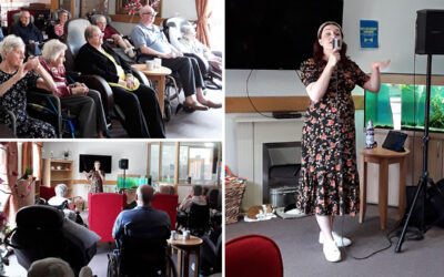 Miss Holiday Swing singing at Hengist Field Care Home
