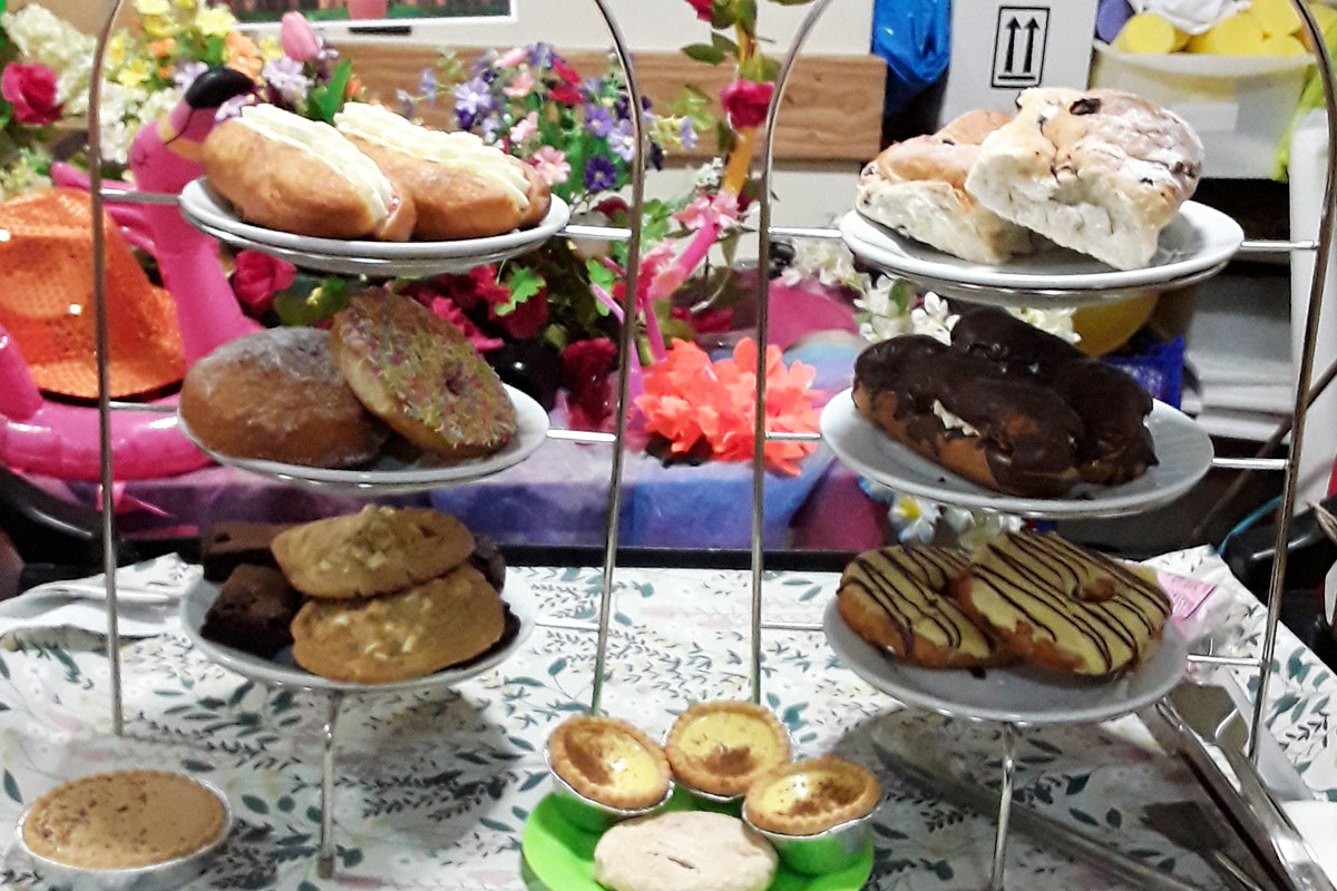 Delicious bakery cake trolley at Hengist Field Care Home